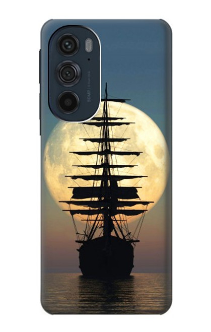 W2897 Pirate Ship Moon Night Hard Case and Leather Flip Case For Motorola Edge 30 Pro