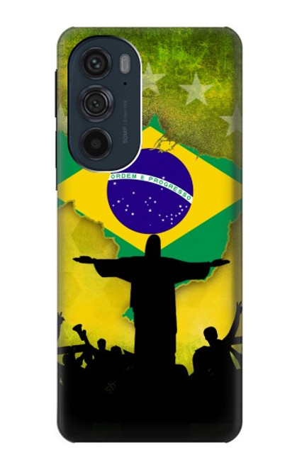 W2981 Brazil Football Soccer Hard Case and Leather Flip Case For Motorola Edge 30 Pro