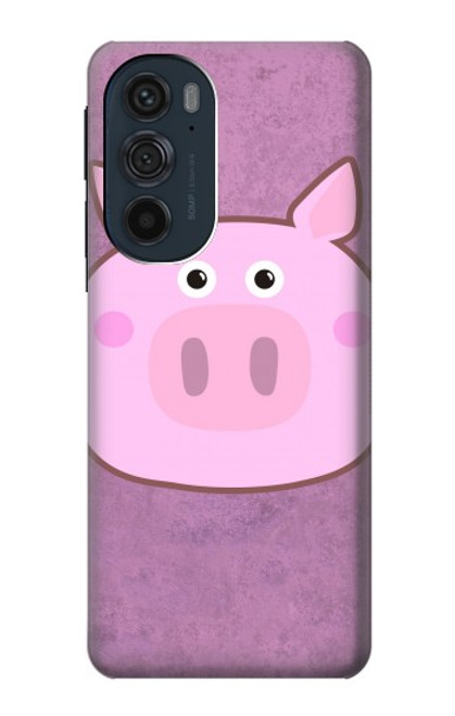 W3269 Pig Cartoon Hard Case and Leather Flip Case For Motorola Edge 30 Pro