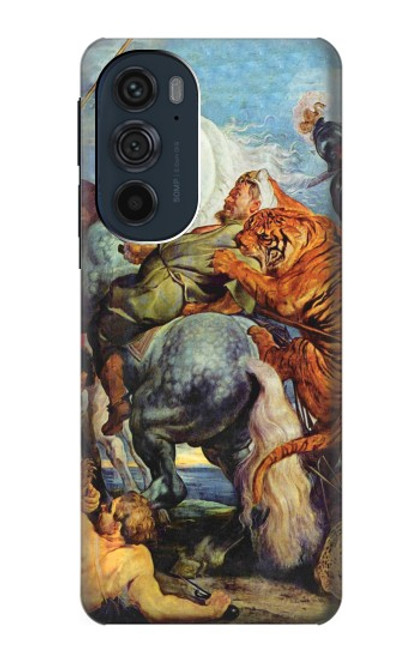 W3331 Peter Paul Rubens Tiger und Lowenjagd Hard Case and Leather Flip Case For Motorola Edge 30 Pro