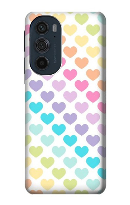 W3499 Colorful Heart Pattern Hard Case and Leather Flip Case For Motorola Edge 30 Pro