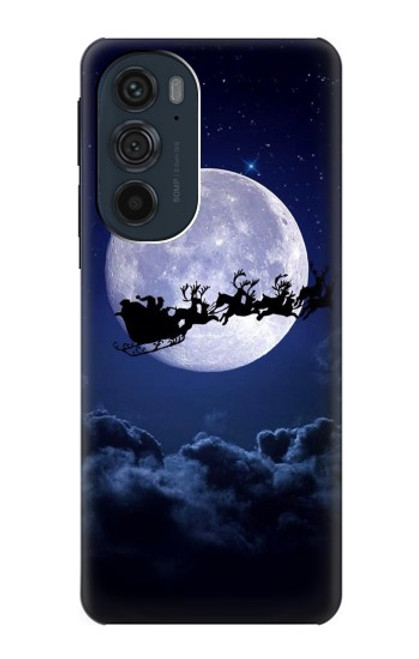 W3508 Xmas Santa Moon Hard Case and Leather Flip Case For Motorola Edge 30 Pro