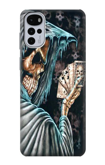 W0748 Grim Reaper Death Poker Hard Case and Leather Flip Case For Motorola Moto G22