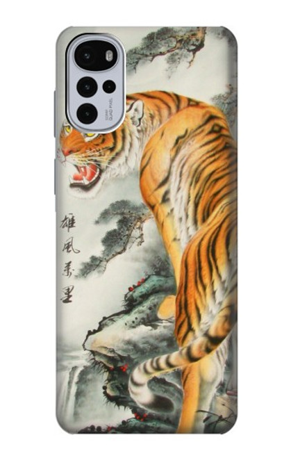 W1934 Chinese Tiger Painting Hard Case and Leather Flip Case For Motorola Moto G22