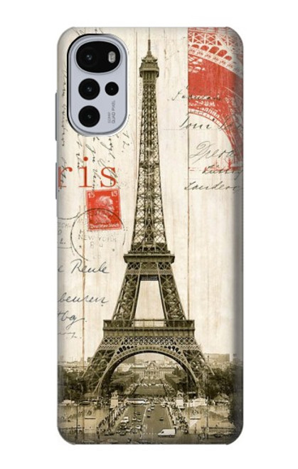 W2108 Eiffel Tower Paris Postcard Hard Case and Leather Flip Case For Motorola Moto G22