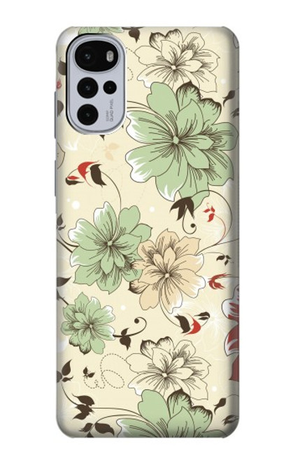 W2179 Flower Floral Vintage Art Pattern Hard Case and Leather Flip Case For Motorola Moto G22