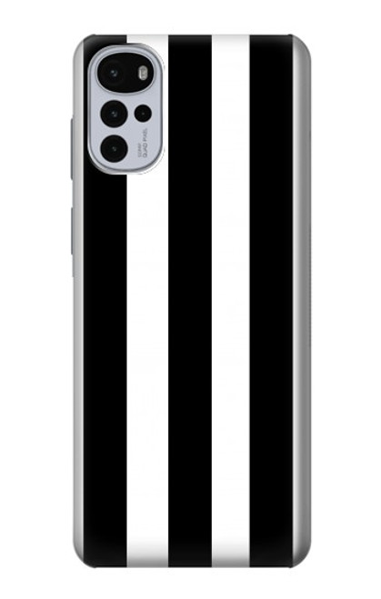 W2297 Black and White Vertical Stripes Hard Case and Leather Flip Case For Motorola Moto G22