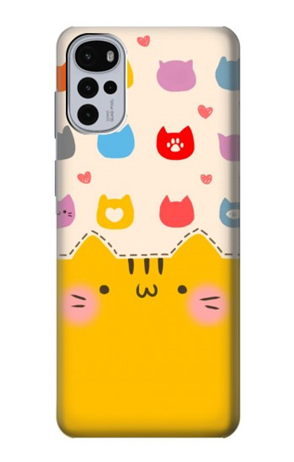 W2442 Cute Cat Cartoon Funny Hard Case and Leather Flip Case For Motorola Moto G22