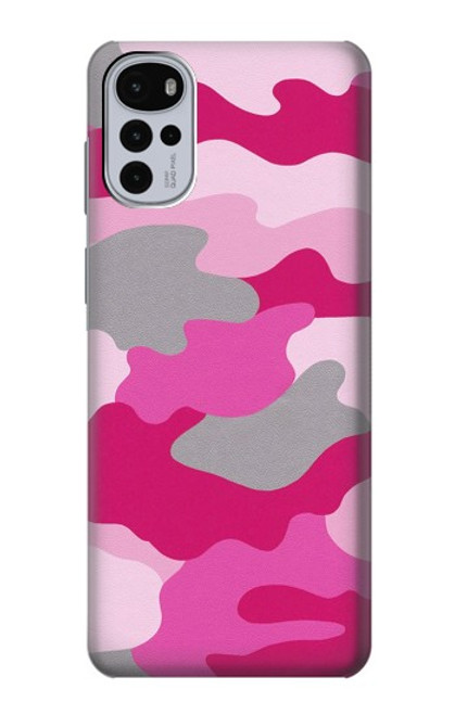 W2525 Pink Camo Camouflage Hard Case and Leather Flip Case For Motorola Moto G22