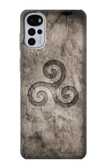 W2892 Triskele Symbol Stone Texture Hard Case and Leather Flip Case For Motorola Moto G22