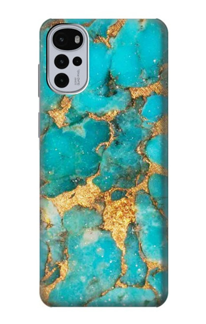 W2906 Aqua Turquoise Stone Hard Case and Leather Flip Case For Motorola Moto G22