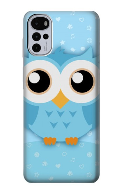 W3029 Cute Blue Owl Hard Case and Leather Flip Case For Motorola Moto G22