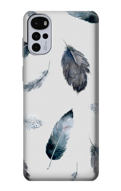 W3085 Feather Paint Pattern Hard Case and Leather Flip Case For Motorola Moto G22