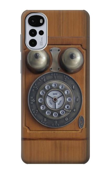 W3146 Antique Wall Retro Dial Phone Hard Case and Leather Flip Case For Motorola Moto G22