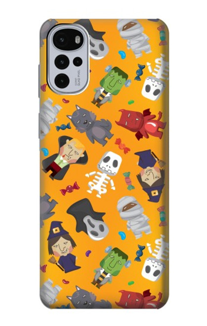 W3275 Cute Halloween Cartoon Pattern Hard Case and Leather Flip Case For Motorola Moto G22