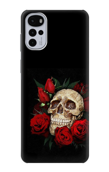 W3753 Dark Gothic Goth Skull Roses Hard Case and Leather Flip Case For Motorola Moto G22