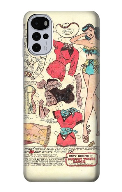 W3820 Vintage Cowgirl Fashion Paper Doll Hard Case and Leather Flip Case For Motorola Moto G22