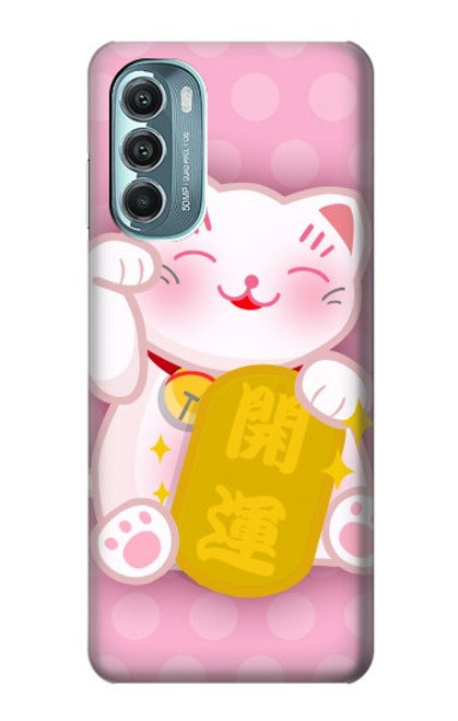 W3025 Pink Maneki Neko Lucky Cat Hard Case and Leather Flip Case For Motorola Moto G Stylus 5G (2022)