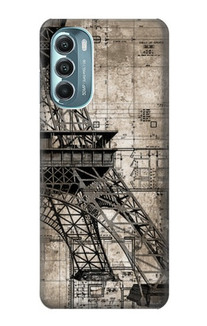 W3416 Eiffel Tower Blueprint Hard Case and Leather Flip Case For Motorola Moto G Stylus 5G (2022)