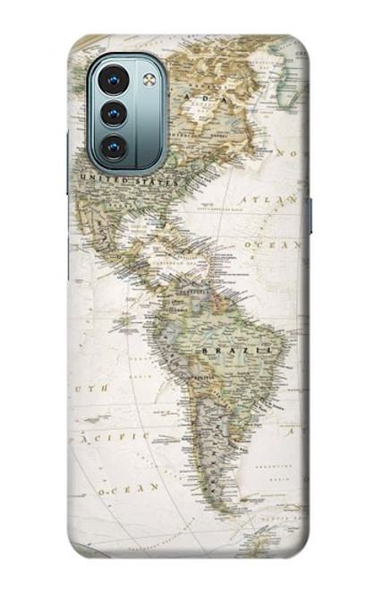 W0604 World Map Hard Case and Leather Flip Case For Nokia G11, G21