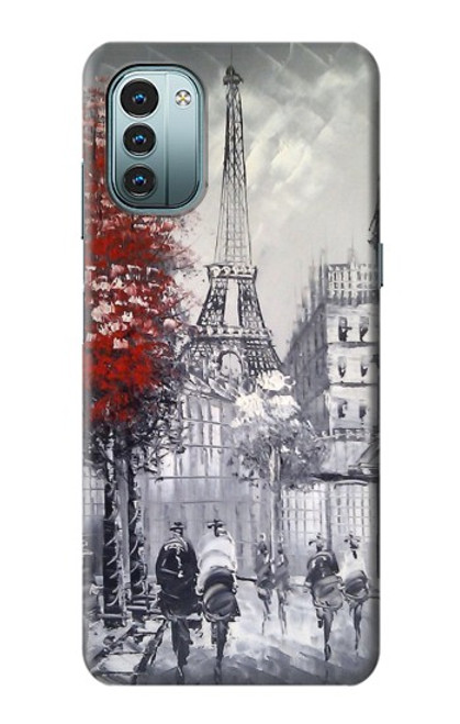 W1295 Eiffel Painting of Paris Hard Case and Leather Flip Case For Nokia G11, G21