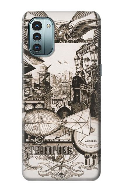 W1681 Steampunk Drawing Hard Case and Leather Flip Case For Nokia G11, G21