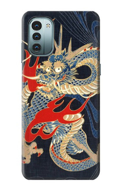 W2073 Japan Dragon Art Hard Case and Leather Flip Case For Nokia G11, G21