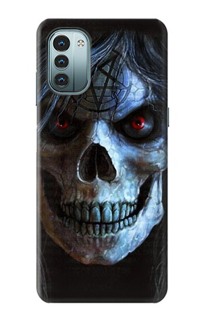 W2585 Evil Death Skull Pentagram Hard Case and Leather Flip Case For Nokia G11, G21