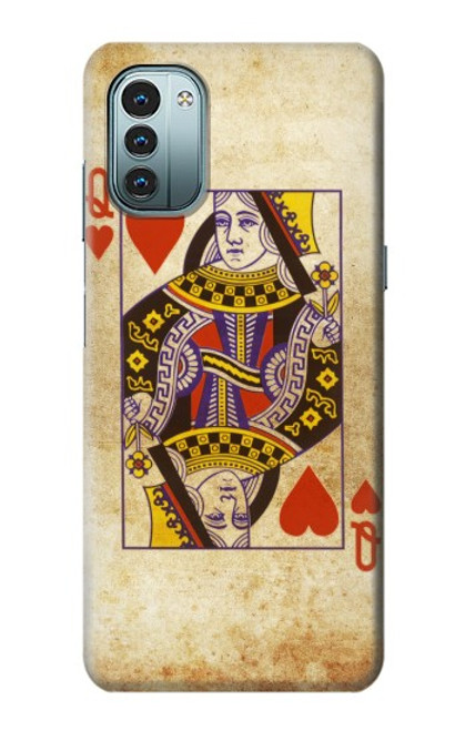 W2833 Poker Card Queen Hearts Hard Case and Leather Flip Case For Nokia G11, G21