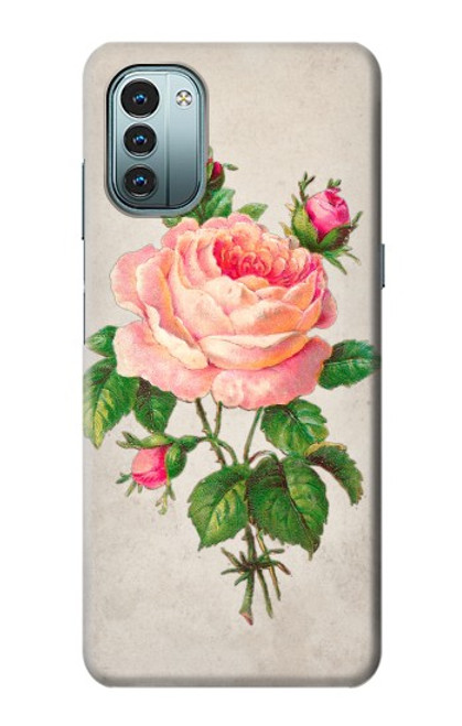 W3079 Vintage Pink Rose Hard Case and Leather Flip Case For Nokia G11, G21