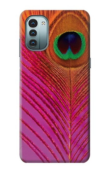 W3201 Pink Peacock Feather Hard Case and Leather Flip Case For Nokia G11, G21