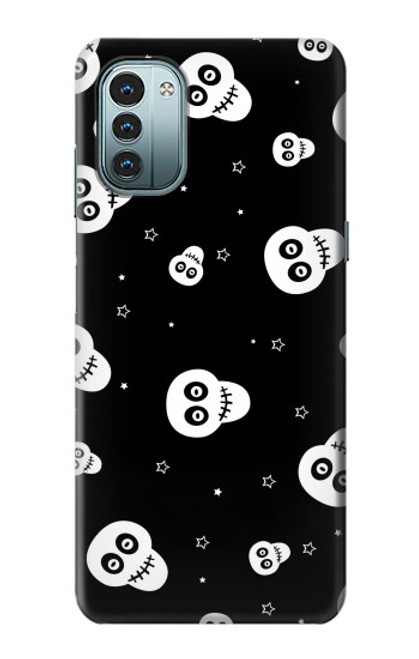 W3261 Smile Skull Halloween Pattern Hard Case and Leather Flip Case For Nokia G11, G21