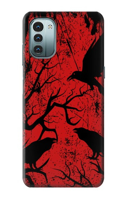 W3325 Crow Black Blood Tree Hard Case and Leather Flip Case For Nokia G11, G21