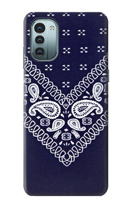 W3357 Navy Blue Bandana Pattern Hard Case and Leather Flip Case For Nokia G11, G21