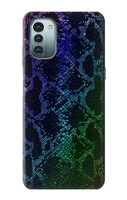 W3366 Rainbow Python Skin Graphic Print Hard Case and Leather Flip Case For Nokia G11, G21