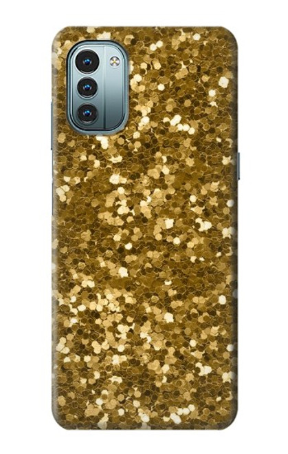 W3388 Gold Glitter Graphic Print Hard Case and Leather Flip Case For Nokia G11, G21