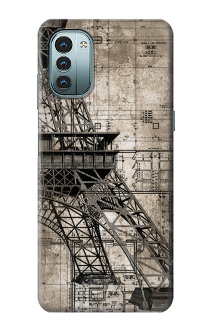 W3416 Eiffel Tower Blueprint Hard Case and Leather Flip Case For Nokia G11, G21