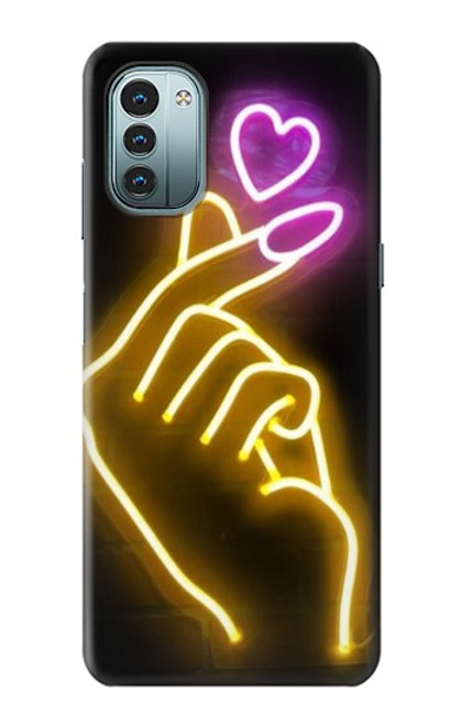 W3512 Cute Mini Heart Neon Graphic Hard Case and Leather Flip Case For Nokia G11, G21