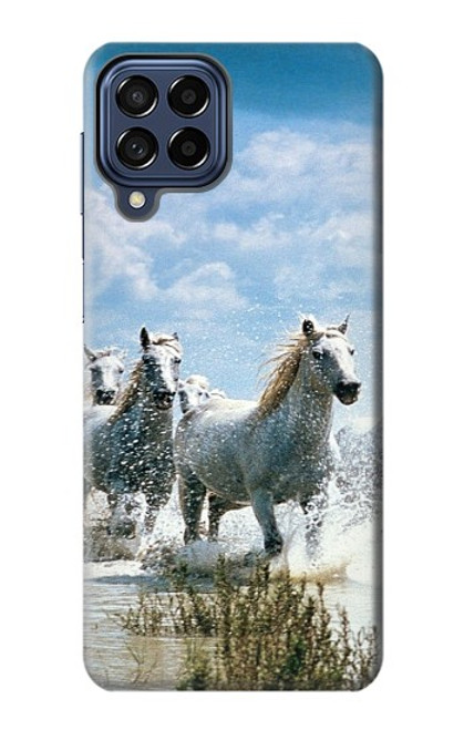 W0250 White Horse Hard Case and Leather Flip Case For Samsung Galaxy M53