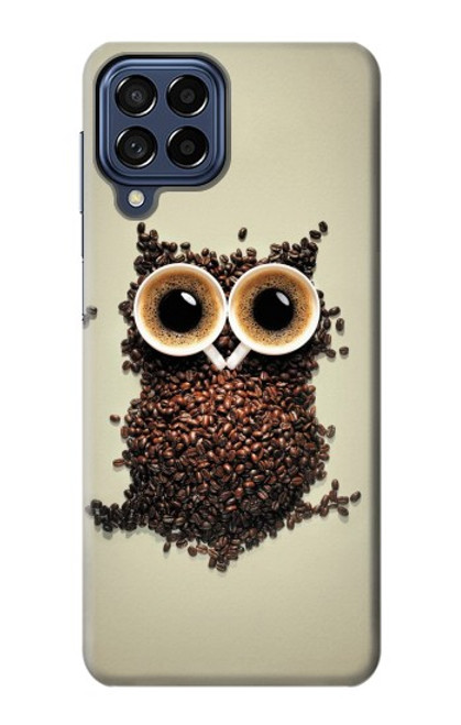 W0360 Coffee Owl Hard Case and Leather Flip Case For Samsung Galaxy M53