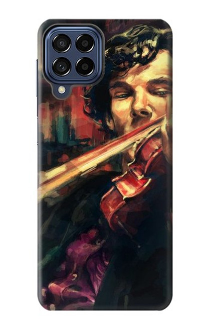 W0723 Violin Art Paint Hard Case and Leather Flip Case For Samsung Galaxy M53