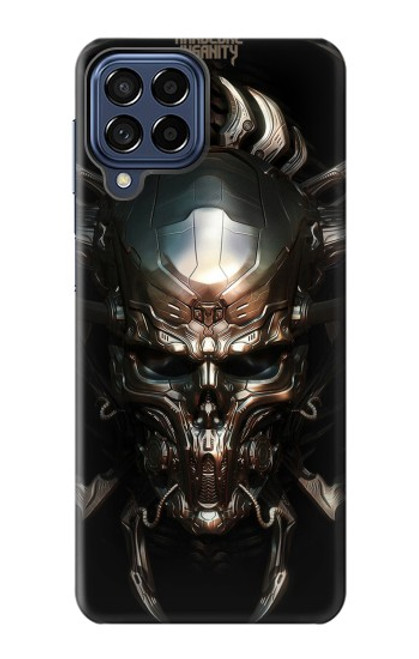 W1027 Hardcore Metal Skull Hard Case and Leather Flip Case For Samsung Galaxy M53