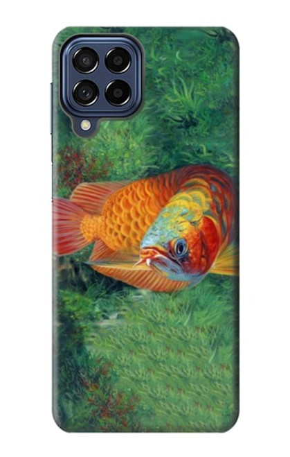 W1157 Red Arowana Fish Hard Case and Leather Flip Case For Samsung Galaxy M53