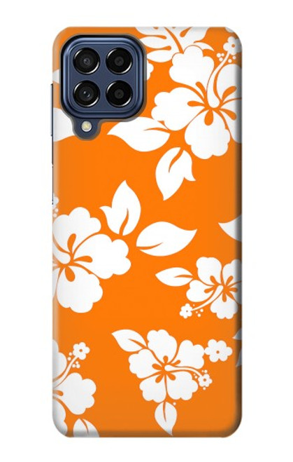 W2245 Hawaiian Hibiscus Orange Pattern Hard Case and Leather Flip Case For Samsung Galaxy M53