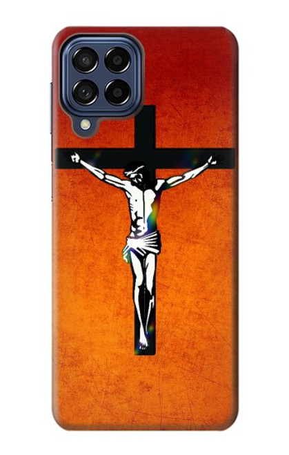 W2421 Jesus Christ On The Cross Hard Case and Leather Flip Case For Samsung Galaxy M53