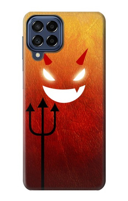 W2454 Red Cute Little Devil Cartoon Hard Case and Leather Flip Case For Samsung Galaxy M53