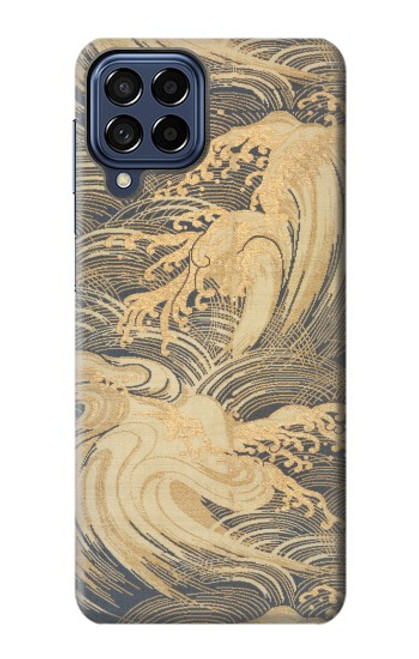 W2680 Japan Art Obi With Stylized Waves Hard Case and Leather Flip Case For Samsung Galaxy M53