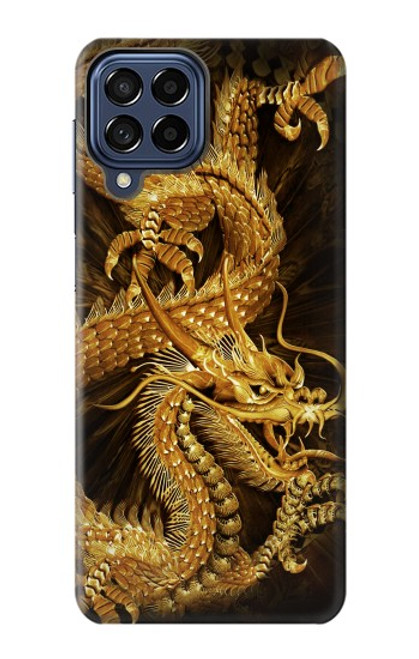 W2804 Chinese Gold Dragon Printed Hard Case and Leather Flip Case For Samsung Galaxy M53