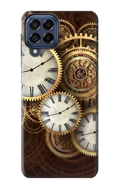 W3172 Gold Clock Live Hard Case and Leather Flip Case For Samsung Galaxy M53