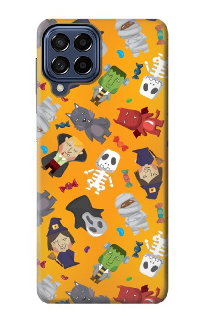 W3275 Cute Halloween Cartoon Pattern Hard Case and Leather Flip Case For Samsung Galaxy M53